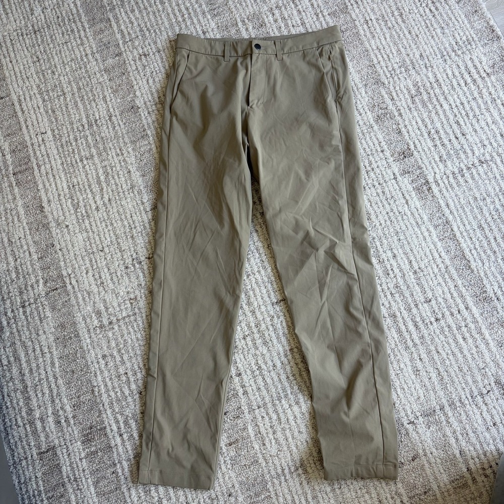Lululemon Commission Slim Fit Pants Khaki Tan Mens 32 Technical Trousers